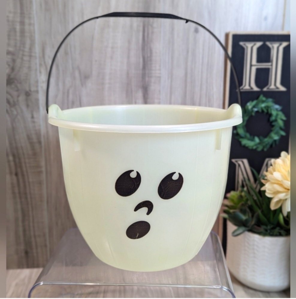 Ghost Bucket Halloween Glow In The Dark Vintage Pail